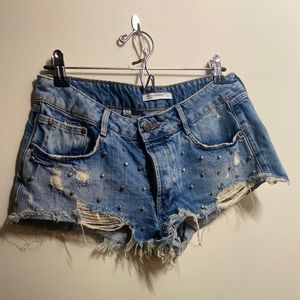 Distressed Denim Jean Shorts